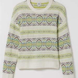 BDG Men's Crewneck Sweater - Green and Cream Pattern
